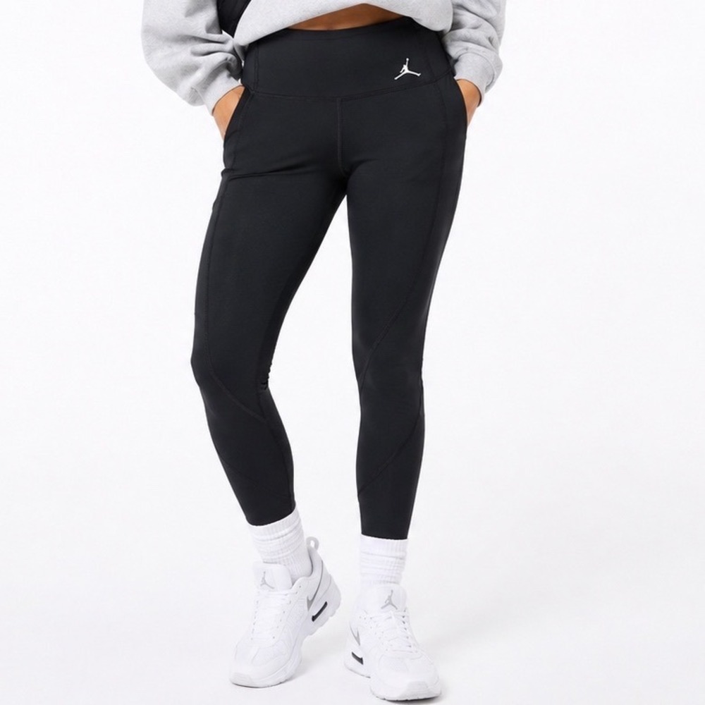Jordan Women's S Tight Fit Black Training Leggings Zip Pocket Jumpman Athletic